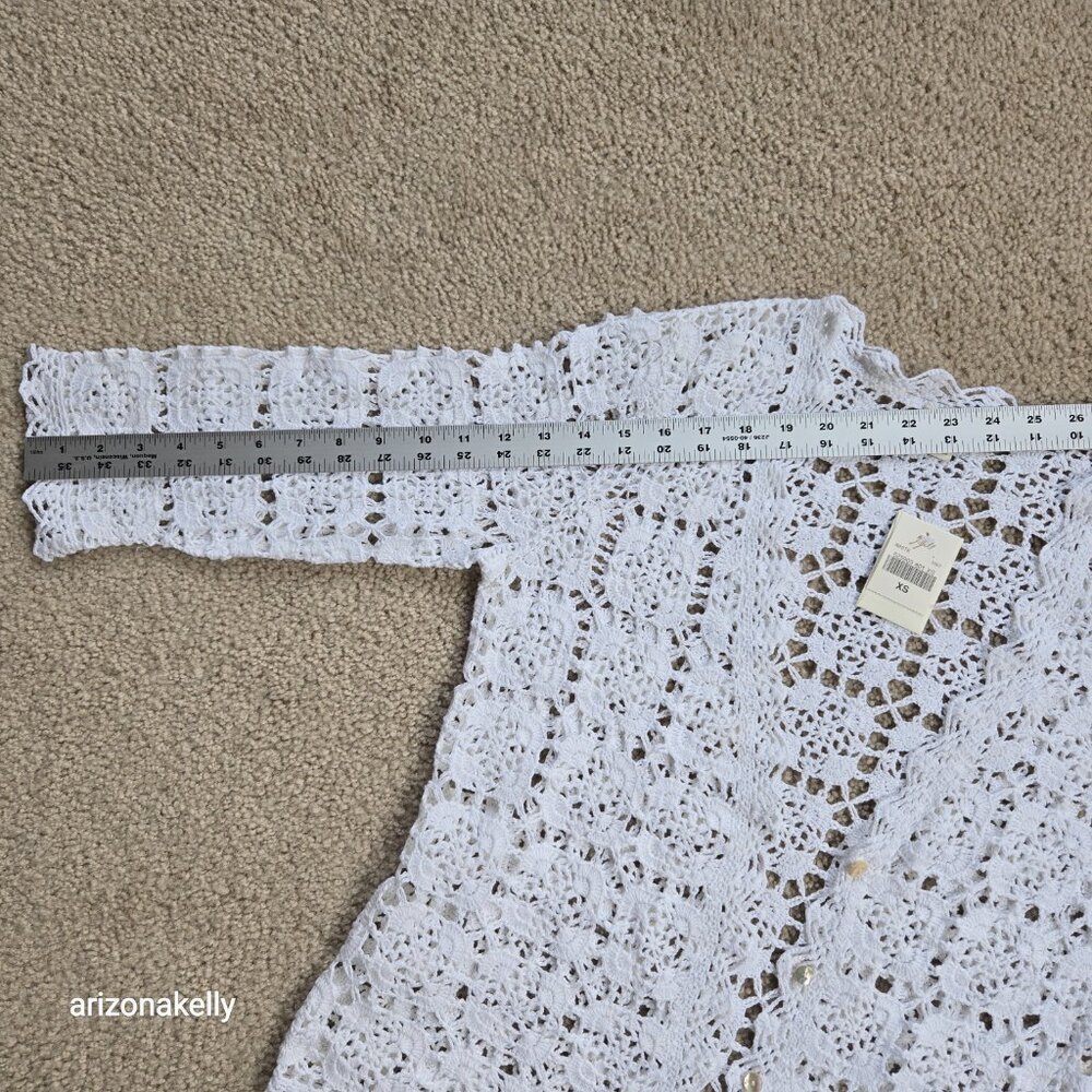 NWT Crochet Linen Cotton Cardigan J. Jill Hand Crochet XS - Picture 5 of 8
